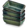 vancasso Stern 6 Oz Dipping Bowls, 3.7 Inches Ceramic Soy Sauce Dish, Square Side Dishes, Small Appetizer Plates Set of 4, Green(Green)