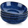 vancasso Stern Large Pasta Bowls Set of 4, 38 Oz Ceramic Salad Plate Bowls for Serving, Kitchen Stoneware Wide Bowls for Soup, Pasta, Salad, Cereals, Microwave Oven Safe, Reactive Glaze-Blue(Blue)