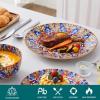 vancasso 18 Pieces Dinnerware Sets, Plates and Bowls Set, Porcelain Dishes Set for 6, Microwave and Dishwasher Safe, Scratch Resistant, Bohemian Style Dining Ware Service for 6, Series SIMI(Bohemian Orange)