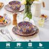 vancasso 18 Pieces Dinnerware Sets, Plates and Bowls Set, Porcelain Dishes Set for 6, Microwave and Dishwasher Safe, Scratch Resistant, Bohemian Style Dining Ware Service for 6, Series SIMI(Bohemian Orange)