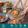 vancasso 18 Pieces Dinnerware Sets, Plates and Bowls Set, Porcelain Dishes Set for 6, Microwave and Dishwasher Safe, Scratch Resistant, Bohemian Style Dining Ware Service for 6, Series SIMI(Bohemian Style)