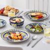 vancasso 18 Pieces Dinnerware Sets, Plates and Bowls Set, Porcelain Dishes Set for 6, Microwave and Dishwasher Safe, Scratch Resistant, Bohemian Style Dining Ware Service for 6, Series SIMI(Bohemian Blue)