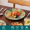 vancasso 18 Pieces Dinnerware Sets, Plates and Bowls Set, Porcelain Dishes Set for 6, Microwave and Dishwasher Safe, Scratch Resistant, Bohemian Style Dining Ware Service for 6, Series SIMI(Bohemian Green)