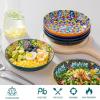 vancasso 32 Oz Pasta Bowls Sets of 6, Ceramic Large Colorful Salad Serving Bowls for Kitchen, Dishwasher & Microwave Safe, Soup Pasta Plates(Bohemian Style)