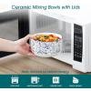 vancasso 36 Oz Ceramic Serving Bowls with Lids Set of 4, Porcelain Lunch Bowls with Lids for Food Storage, Prep Bowl for Kitchen, Microwave & Dishwasher Safe,Series SELENE(60+36+20+10 (OZ))