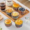 vancasso 6 Oz Ramekins Oven Safe Set of 6, Bohemian Creme Brulee Ramekins, Colorful Souffle Dishes, Pudding Custard Cups for Baking, Small Ceramic Bowls for Dipping Sauce, Ice Cream(6 Oz)