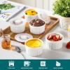 vancasso 8 oz Ramekins with Lid, Porcelain Creme Brulee Souffle Dishes, White Pudding Custard Cups Ramiken for Baking, Dishwasher and Oven Safe, Set of 6(10 oz)