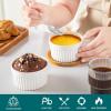 vancasso 8 oz Ramekins with Lid, Porcelain Creme Brulee Souffle Dishes, White Pudding Custard Cups Ramiken for Baking, Dishwasher and Oven Safe, Set of 6(6 oz)