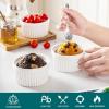 vancasso 8 oz Ramekins with Lid, Porcelain Creme Brulee Souffle Dishes, White Pudding Custard Cups Ramiken for Baking, Dishwasher and Oven Safe, Set of 6(8 oz)