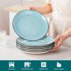 vancasso Bonbon Dinner Plates Set of 6, 10.5 Inch Dish Set, Beige Ceramic Plates, Microwave & Dishwasher Safe(Blue)