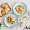 vancasso Bonbon Dinner Plates Set of 6, 10.5 Inch Dish Set, Beige Ceramic Plates, Microwave & Dishwasher Safe(Blue)