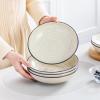 vancasso Bonbon Pasta Bowls Set of 6, 38 Oz Ceramic Salad Bowls, Wide and Shallow Bowls Set, Large Serving Bowls for Kitchen, Beige(Beige)