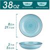 vancasso Bonbon Pasta Bowls Set of 6, 38 Oz Ceramic Salad Bowls, Wide and Shallow Bowls Set, Large Serving Bowls for Kitchen, Beige(Blue)