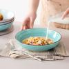 vancasso Bonbon Pasta Bowls Set of 6, 38 Oz Ceramic Salad Bowls, Wide and Shallow Bowls Set, Large Serving Bowls for Kitchen, Beige(Cool Color)