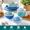 vancasso Bonita 12 Oz Small Bowls Set of 6, Ceramic Mini Dessert & Dipping Dishes, 5″ Kids Bowls for Dip and Snacks, Dishwasher & Microwave Safe, Blue(Cool Color)