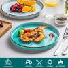 vancasso Bonita 8.5 inch Salad Plates, Ceramic Small Dinner Plates Set, Dessert Plates Set of 6, Microwave,Oven and Dishwasher Safe, Blue(Blue)