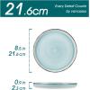 vancasso Bonita 8.5 inch Salad Plates, Ceramic Small Dinner Plates Set, Dessert Plates Set of 6, Microwave,Oven and Dishwasher Safe, Blue(Blue)
