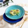 vancasso Bonita Blue Salad Plate Set of 6, 7.5 Inch Ceramic Dinner Plate, Dishwasher and Microwave Safe(Cool Color)