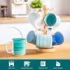 vancasso Bonita Ceramic Coffee Mug Set of 6,16 Oz Coffee Cups with Large Handle for Tea,Latte,Cappuccino,Milk,Cocoa,Dishwasher&Microwave Safe(Blue)(Blue)