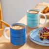 vancasso Bonita Ceramic Coffee Mug Set of 6,16 Oz Coffee Cups with Large Handle for Tea,Latte,Cappuccino,Milk,Cocoa,Dishwasher&Microwave Safe(Blue)(Blue)