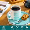 vancasso Bonita Ceramic Coffee Mug Set of 6,16 Oz Coffee Cups with Large Handle for Tea,Latte,Cappuccino,Milk,Cocoa,Dishwasher&Microwave Safe(Blue)(Blue)
