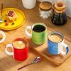 vancasso Bonita Ceramic Coffee Mug Set of 6,16 Oz Coffee Cups with Large Handle for Tea,Latte,Cappuccino,Milk,Cocoa,Dishwasher&Microwave Safe(Blue)(Color)