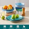 vancasso Bonita Dinner Plate Set, 10.5 Inch Ceramic Plates, Colorful Salad Plates set of 6, Microwave Oven and Dishwasher Safe, Assorted Color(Cool Color)