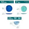 vancasso Bonita Dinnerware Set Blue Stoneware 12 Pieces Service for 4, Handpainted Spirals Pattern Stoneware Plates and Bowls Set(Bonita Blue)