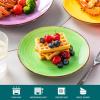 vancasso Bonita Dinnerware Set Blue Stoneware 12 Pieces Service for 4, Handpainted Spirals Pattern Stoneware Plates and Bowls Set(Bonita Multicolor)