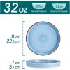 vancasso Bonita Pasta Bowls Set of 4, 32oz Shallow Bowl Plates, Dinner Bowls, Ceramic Pasta Plates, Microwave & Dishwasher Safe Serving Bowls, Bule(Blue)