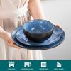vancasso Bubble Plates and Bowls Sets – 12 Piece Dinnerware Sets Service for 4, Reactive Glaze Stoneware Tableware Set, Microwave, Dishwasher, Oven Safe (Blue)
