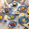 vancasso Bubble Plates and Bowls Sets – 12 Piece Dinnerware Sets Service for 4, Reactive Glaze Stoneware Tableware Set, Microwave, Dishwasher, Oven Safe (Blue)