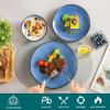 vancasso Bubble Plates and Bowls Sets – 12 Piece Dinnerware Sets Service for 4, Reactive Glaze Stoneware Tableware Set, Microwave, Dishwasher, Oven Safe (Blue)