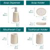 vancasso Ceramic Bathroom Accessories Set 4 Piece, Soap Dispenser with Stainless Steel Pump, Toothbrush Holder, Tumbler and Soap Dish, Modern Relief Design, Bathroom Decor Organizer, Black(Beige-White)