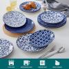 vancasso Ceramic Dinner Plates Set of 6, Large Vintage Plates 10.25 Inch Set of 6 for Kitchen, Porcelain Blue and White Plates for Kitchen, Microwave Oven Dishwasher Safe, Vintage Gift, Blue(Blue)