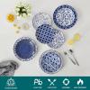 vancasso Ceramic Dinner Plates Set of 6, Large Vintage Plates 10.25 Inch Set of 6 for Kitchen, Porcelain Blue and White Plates for Kitchen, Microwave Oven Dishwasher Safe, Vintage Gift, Blue(Blue)