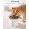 vancasso Ceramic Elevated Cat Bowls 2-Pack – 6.2″ Extra Wide Raised Cat Food & Water Dishes, 5.1″ Optimal Height Anti-Whisker Fatigue Shallow Bowls for Cats/Kittens/Dogs, Lead & Cadmium Free (Grey)(White)
