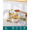 vancasso Ceramic Mixing Bowls with Lids Set of 4, Airtight Nesting Serving Bowls for Food Storage, Meal Prep, Leftovers, Microwave and Dishwasher Safe, 60/36/20/10 oz, Stylish and Functional Design(Beige)
