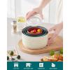vancasso Ceramic Mixing Bowls with Lids Set of 4, Airtight Nesting Serving Bowls for Food Storage, Meal Prep, Leftovers, Microwave and Dishwasher Safe, 60/36/20/10 oz, Stylish and Functional Design(Multicolor)