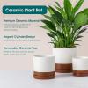vancasso Ceramic Plant Pots, 3 Piece Planters for Indoor Plants, 4.25+5.25+6.25 Inch Flower Pots with Drainage, Plant Pots Indoor for Succulent, Pothos, Snake Plant and Money Tree, Etc (White)(Khaki)