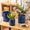 vancasso Ceramic Planters, Plant Pots for Indoor Plants, 6.25+8.25+10.25 Inch Ceramic Pots for Plants, Flower Pots with Drainage Holes (Gray, 6.25+8.25+10.25 Inch)(Blue)