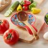 vancasso Ceramic Spoon Rest for Stove Top, 7.7 Inch Cooking Spoon Holder for Kitchen Counter Decor, Spoon Holder for Coffee Spoon Rest, Spoon Cradle, Spatula, Spoons or Tongs, Decorations, Blue(Red)