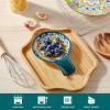 vancasso Ceramic Spoon Rest for Stove Top, 7.7 Inch Cooking Spoon Holder for Kitchen Counter Decor, Spoon Holder for Coffee Spoon Rest, Spoon Cradle, Spatula, Spoons or Tongs, Decorations, Blue(Green)