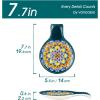 vancasso Ceramic Spoon Rest for Stove Top, 7.7 Inch Cooking Spoon Holder for Kitchen Counter Decor, Spoon Holder for Coffee Spoon Rest, Spoon Cradle, Spatula, Spoons or Tongs, Decorations, Blue(Green)