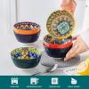 vancasso Cereal Bowls, Ceramic Soup Bowls Set of 6, 26 oz Colorful Bowls Set for Kitchen, Dishwasher & Microwave Safe- for Cereal, Soup, Oatmeal, Ice Cream, Salad, Pasta etc.(Bohemian Style)