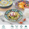 vancasso Dinner Plates Set of 6-10.5 Inch Ceramic Plates, Microwave, Oven and Dishwasher Safe, Colorful Bohemian Style Dishes for Kitchen(Bohemian Style)