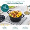 vancasso Enameled Cast Iron Dutch Oven, 9.3 Quart Dutch Oven Pot with Lid, Oval Dutch Oven Cast Iron Pot with Non Stick Coating for Bread Baking, Light Blue(Black)