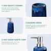 vancasso Green Bathroom Accessories Set, Ceramic Soap Dispenser and Toothbrush Holder Sets, Stoneware 4 Pcs Bathroom Sink Set for Modern Home Decor, Series Starry(Blue)