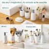 vancasso Green Bathroom Accessories Set, Ceramic Soap Dispenser and Toothbrush Holder Sets, Stoneware 4 Pcs Bathroom Sink Set for Modern Home Decor, Series Starry(White)
