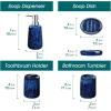 vancasso Green Bathroom Accessories Set, Ceramic Soap Dispenser and Toothbrush Holder Sets, Stoneware 4 Pcs Bathroom Sink Set for Modern Home Decor, Series Starry(Blue)